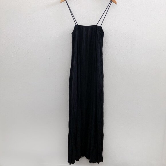 MODERN CITIZEN Solange Crinkled Maxi Dress in Navy Size Large - Picture 3 of 9